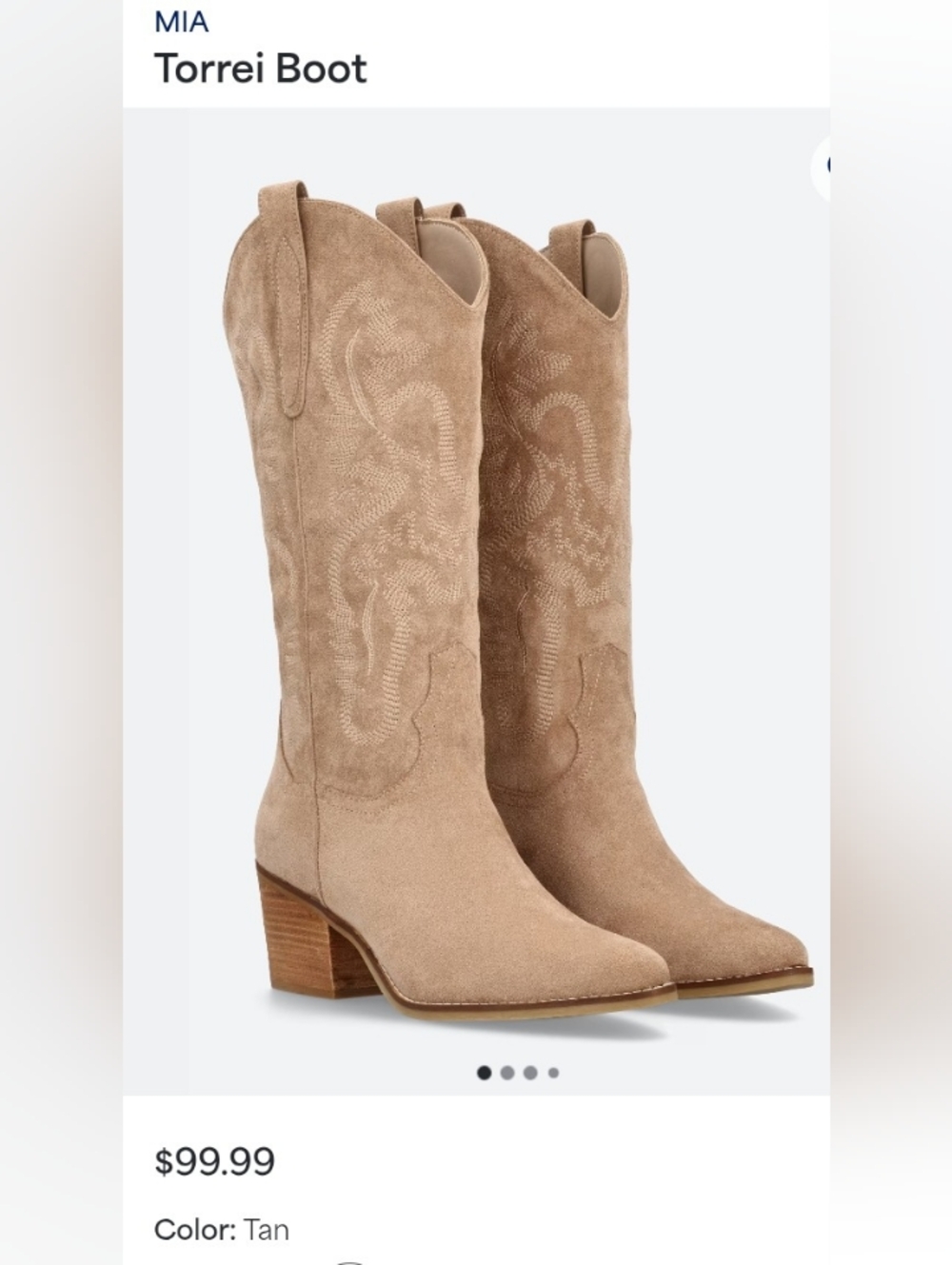 MIA Torrei Tan Suede Western Knee Boot